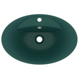 ZNTS Luxury Basin Overflow Oval Matt Dark Green 58.5x39 cm Ceramic 146937