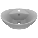 ZNTS Luxury Basin Overflow Oval Matt Light Grey 58.5x39 cm Ceramic 146938