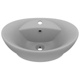 ZNTS Luxury Basin Overflow Oval Matt Light Grey 58.5x39 cm Ceramic 146938