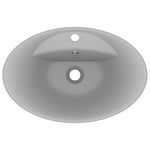 ZNTS Luxury Basin Overflow Oval Matt Light Grey 58.5x39 cm Ceramic 146938