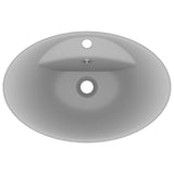 ZNTS Luxury Basin Overflow Oval Matt Light Grey 58.5x39 cm Ceramic 146938