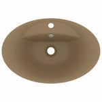 ZNTS Luxury Basin Overflow Oval Matt Cream 58.5x39 cm Ceramic 146941