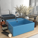 ZNTS Luxury Basin Overflow Square Matt Light Blue 41x41 cm Ceramic 146945