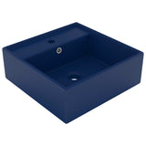 ZNTS Luxury Basin Overflow Square Matt Dark Blue 41x41 cm Ceramic 146946