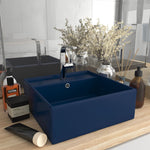 ZNTS Luxury Basin Overflow Square Matt Dark Blue 41x41 cm Ceramic 146946