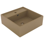 ZNTS Luxury Basin Overflow Square Matt Cream 41x41 cm Ceramic 146952