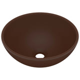 ZNTS Luxury Bathroom Basin Round Matt Dark Brown 32.5x14 cm Ceramic 146973