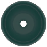 ZNTS Luxury Wash Basin Round Matt Dark Green 40x15 cm Ceramic 147003