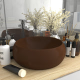 ZNTS Luxury Wash Basin Round Matt Dark Brown 40x15 cm Ceramic 147006
