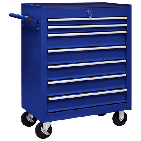 ZNTS Workshop Tool Trolley with 7 Drawers Blue 147173