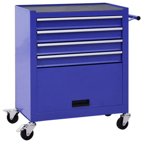 ZNTS Tool Trolley with 4 Drawers Steel Blue 147188