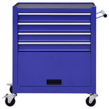 ZNTS Tool Trolley with 4 Drawers Steel Blue 147188