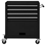 ZNTS Tool Trolley with 4 Drawers Steel Black 147189
