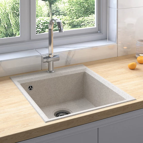 ZNTS Kitchen Sink with Overflow Hole Beige Granite 147059