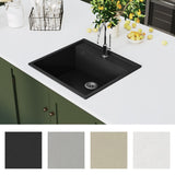 ZNTS Kitchen Sink with Overflow Hole Black Granite 147061