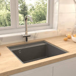 ZNTS Kitchen Sink with Overflow Hole Grey Granite 147062