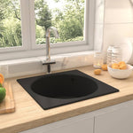 ZNTS Kitchen Sink with Overflow Hole Black Granite 147065
