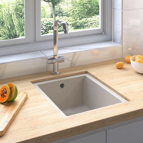ZNTS Kitchen Sink with Overflow Hole Beige Granite 147075