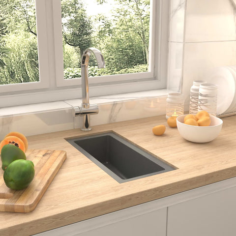 ZNTS Kitchen Sink with Overflow Hole Grey Granite 147078