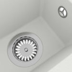 ZNTS Kitchen Sink with Overflow Hole White Granite 147080