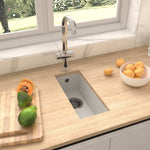 ZNTS Kitchen Sink with Overflow Hole White Granite 147080