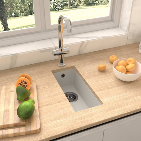 ZNTS Kitchen Sink with Overflow Hole White Granite 147080