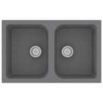 ZNTS Kitchen Sink with Overflow Hole Double Basins Grey Granite 147082