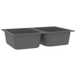 ZNTS Kitchen Sink with Overflow Hole Double Basins Grey Granite 147082