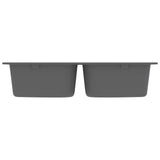 ZNTS Kitchen Sink with Overflow Hole Double Basins Grey Granite 147082