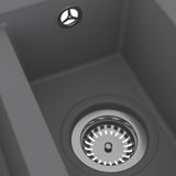 ZNTS Kitchen Sink with Overflow Hole Double Basins Grey Granite 147086