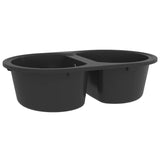 ZNTS Kitchen Sink Double Basins Oval Black Granite 147093