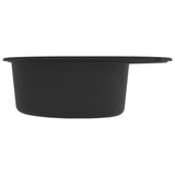 ZNTS Kitchen Sink with Overflow Hole Oval Black Granite 147097