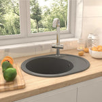 ZNTS Kitchen Sink with Overflow Hole Oval Grey Granite 147098