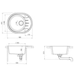 ZNTS Kitchen Sink with Overflow Hole Oval Beige Granite 147099