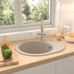 ZNTS Kitchen Sink with Overflow Hole Oval Beige Granite 147099