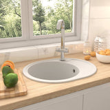 ZNTS Kitchen Sink with Overflow Hole Oval White Granite 147100