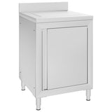 ZNTS Commercial Kitchen Cabinet with Drainboard Stainless Steel 147228