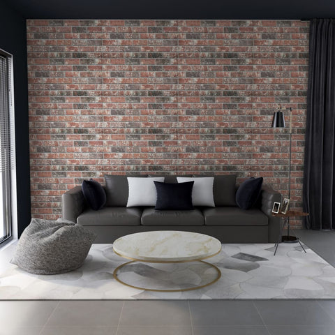 ZNTS 3D Wall Panels with Dark Brown & Grey Brick Design 11 pcs EPS 147196