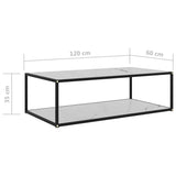 ZNTS Coffee Table White 120x60x35 cm Tempered Glass 322904