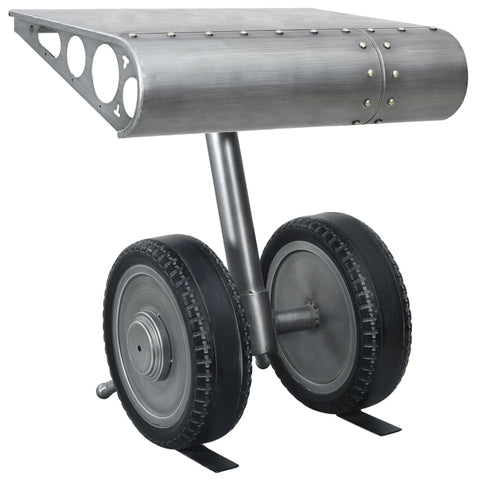 ZNTS Side Table with Wheels Design Silver and Black 53x40x60 cm Iron 321463
