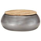ZNTS Coffee Table Grey 68x68x30 cm Solid Mango Wood 323531
