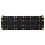 ZNTS Bench 110 cm Black Real Leather and Solid Mango Wood 321838