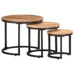 ZNTS Side Tables 3 pcs Solid Acacia Wood 320687