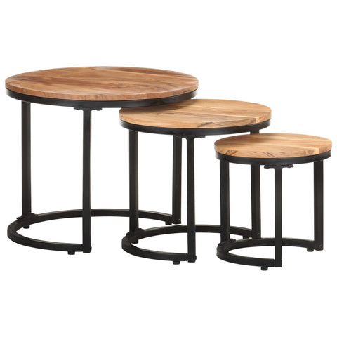 ZNTS Side Tables 3 pcs Solid Acacia Wood 320687