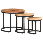 ZNTS Side Tables 3 pcs Solid Acacia Wood 320687