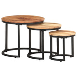 ZNTS Side Tables 3 pcs Solid Acacia Wood 320687