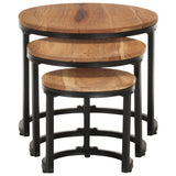 ZNTS Side Tables 3 pcs Solid Acacia Wood 320687