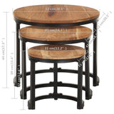 ZNTS Side Tables 3 pcs Solid Acacia Wood 320687