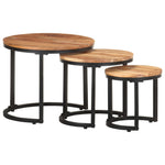 ZNTS Side Tables 3 pcs Solid Acacia Wood 320687