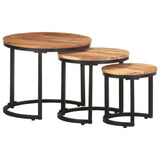 ZNTS Side Tables 3 pcs Solid Acacia Wood 320687
